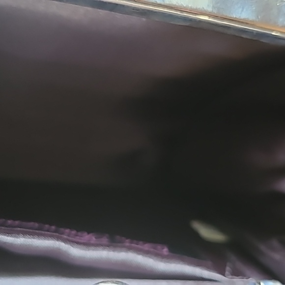 Grey evening bag with a rhinestone knob. Satin finish plain back, jeweled front. - Picture 5 of 5